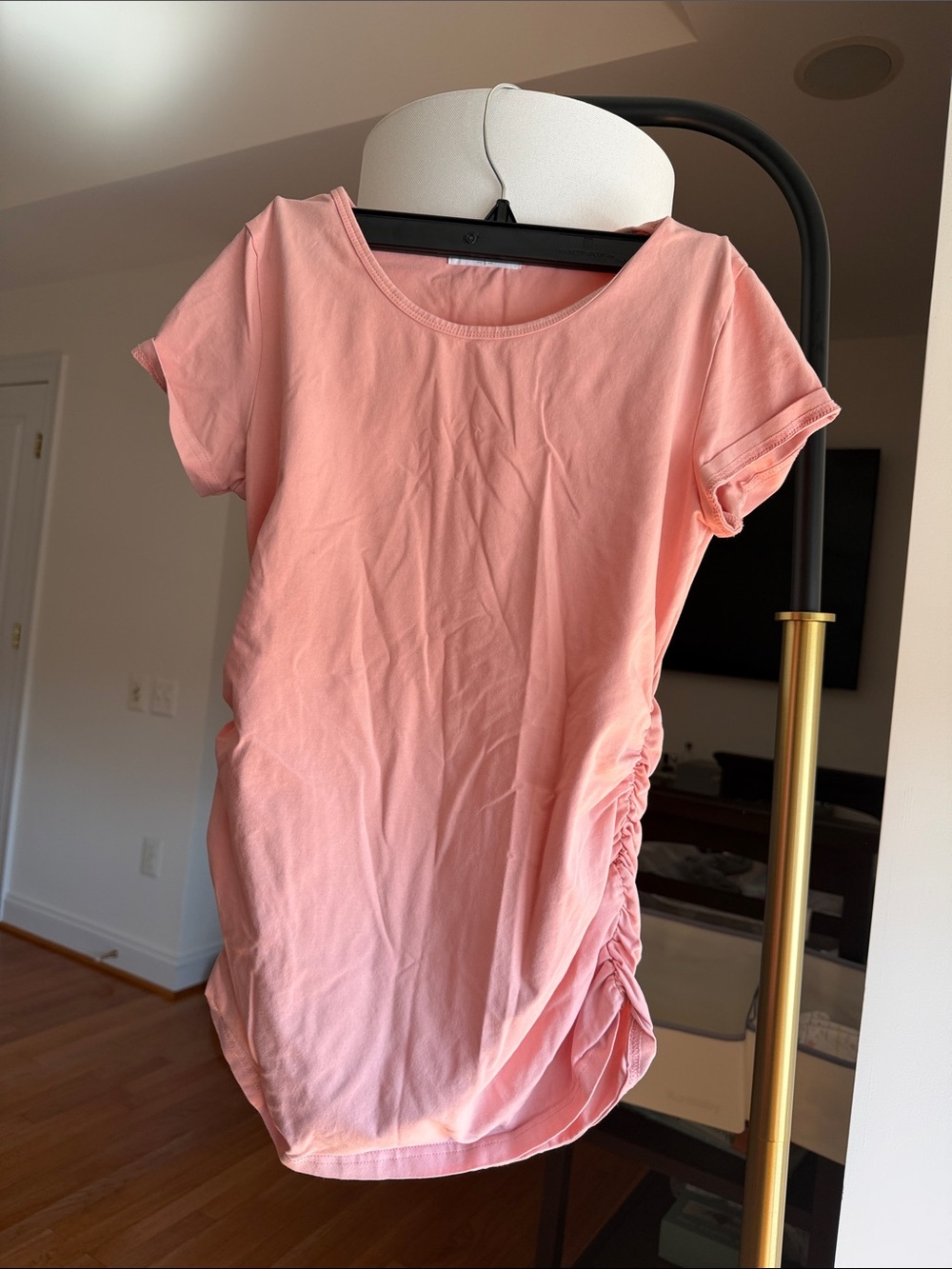 Pink maternity Short-Sleeve Ruched Side Women’s Top